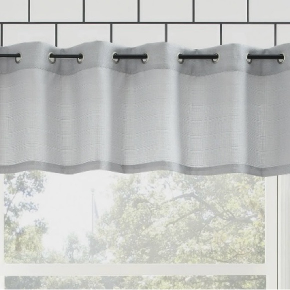Mainstays 3-Piece Solid Sheer Valance Curtains, Silver, 54" Wide x 14 Long